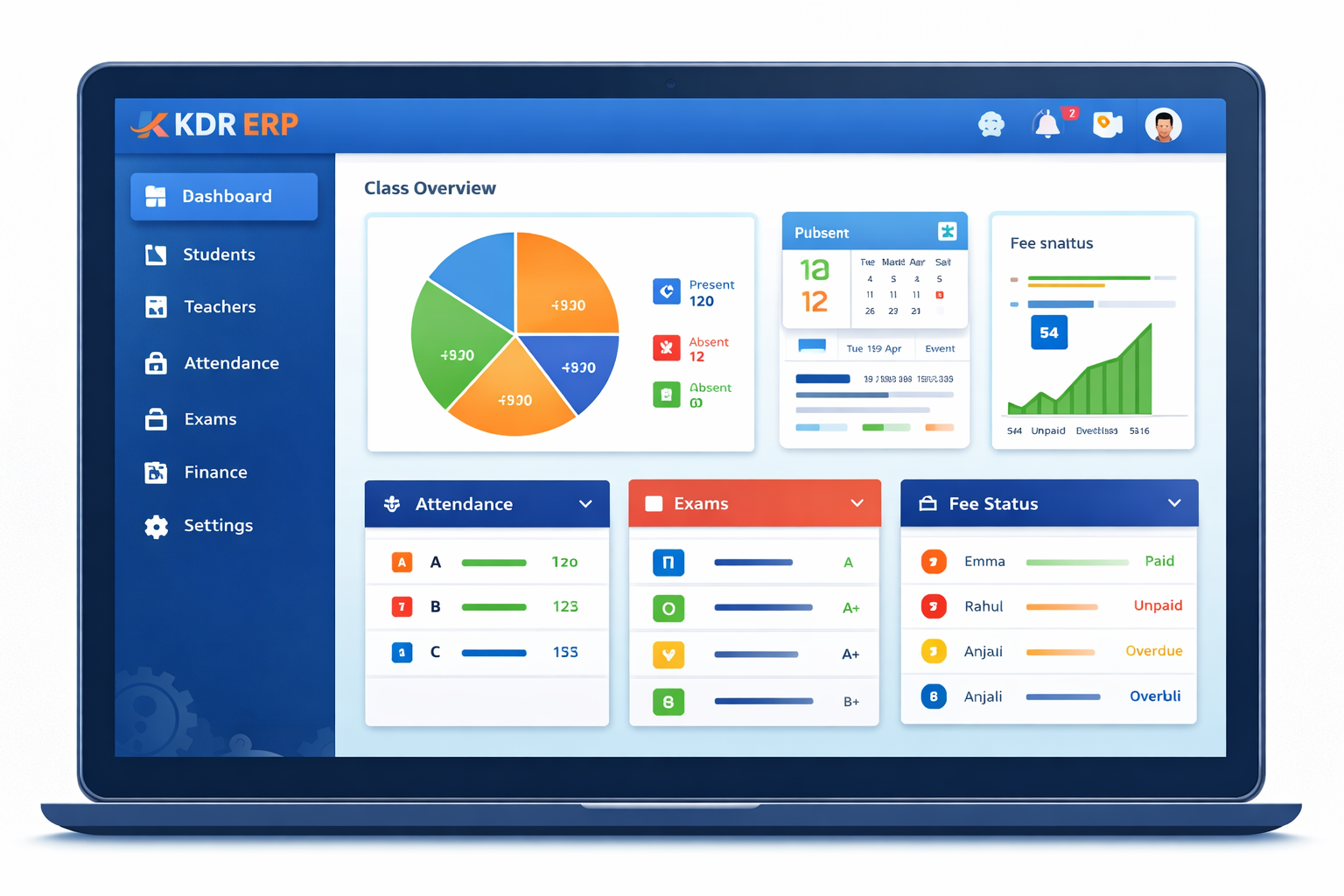 School ERP product dashboard